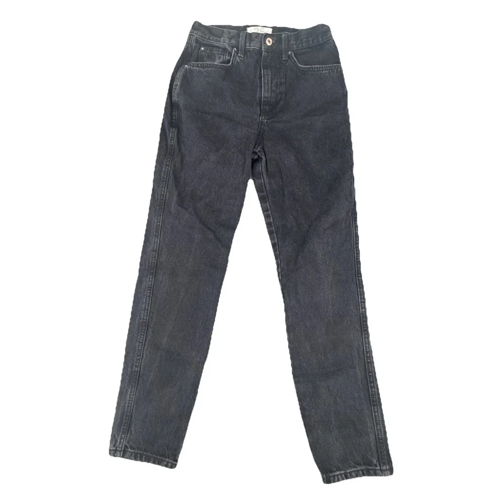 We The Free People Jeans Women 25 Washed Black High Rise Tapered Stretch